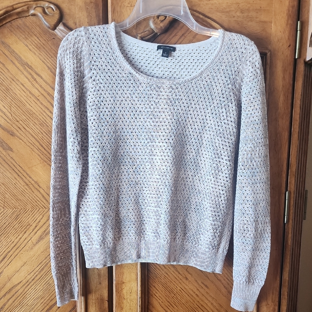 Ann Taylor Light Neutral Scoop Neck Top
